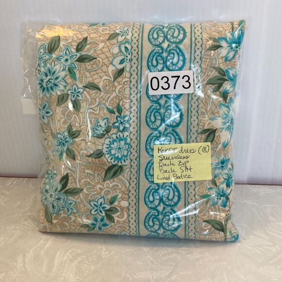 Midi Sleeveless Sheath Dress Floral Blue/Tan Women 18 Slit Career Koret Vintage - Picture 16 of 16